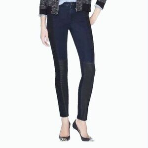 J. Crew Women's 28 Mid Rise Toothpick Colorblock Blue Black Jeans Everyday 31x29